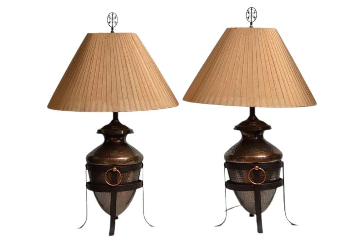 Pair Decorative Asian Style Table Lamps