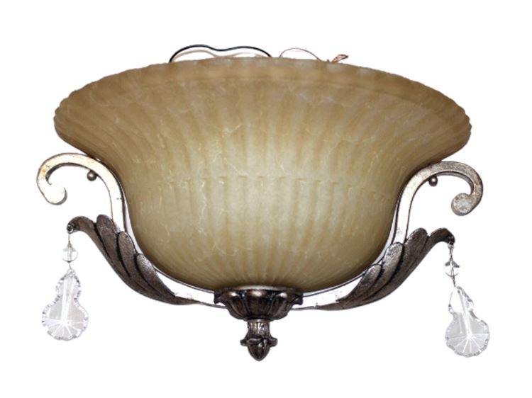 Tuscany Style Natural Alabaster 16" Wall Sconce with Crystal Accents