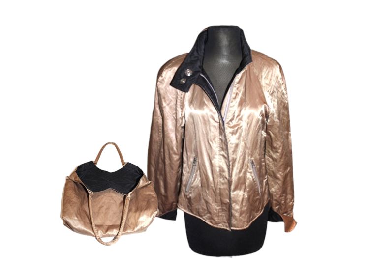 Mycra Pac Life Reversible Gold Jacket and Bag (Sz P, 6/8)