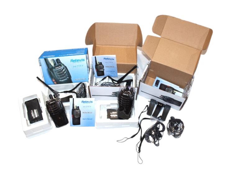 Two (2) Retevis H-777 Portable Recharable Two-Way Radios & Accessories