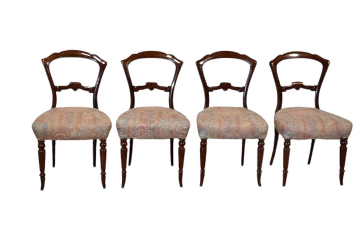 Set of Four Victorian Mahogany Balloon Back Dining Chairs