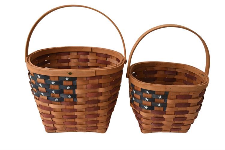 Two (2) American Flag Baskets