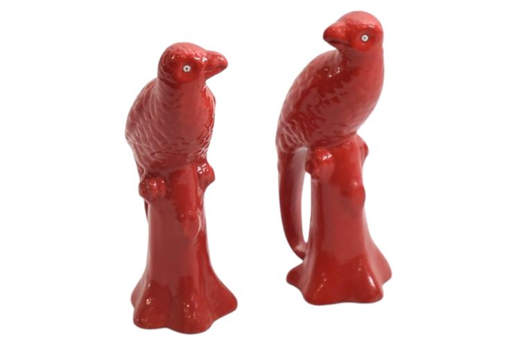 Pair Red Bird Figures