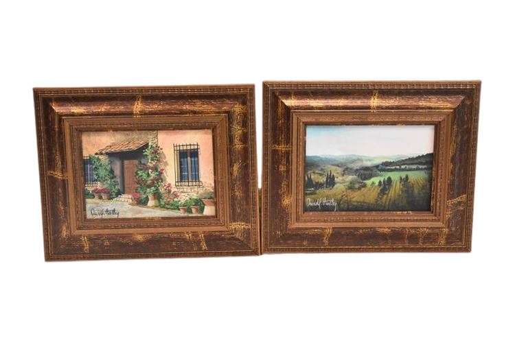 Pair Framed Oil Painting Signed