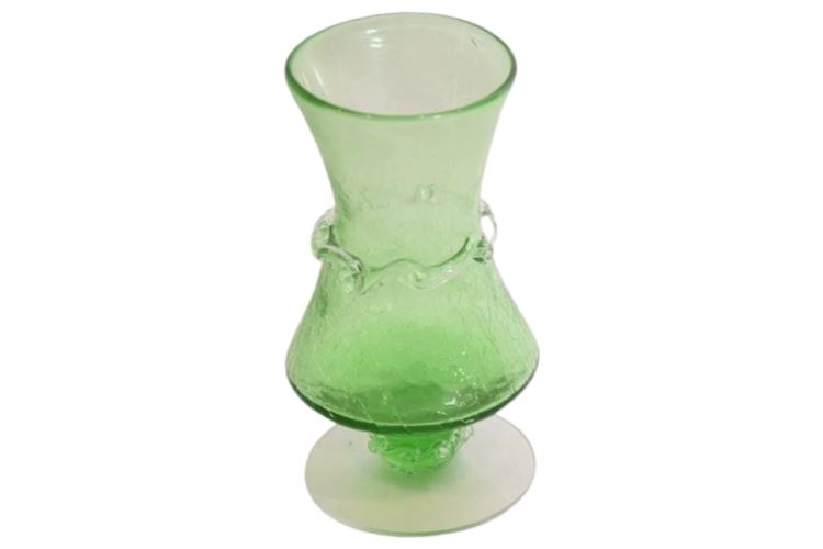 Green Crackle Glass Goblet