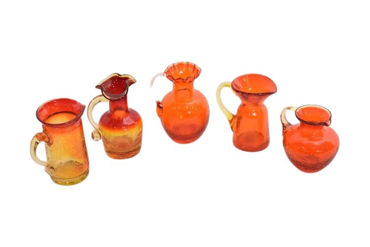 Group Orange Art Glass Objects