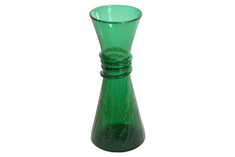 Vintage Green Art Glass Vase Possible Blenko