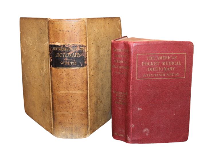 Antique Latin-English Dictionary (1918) & Pocket Medical Dictionary (1942)