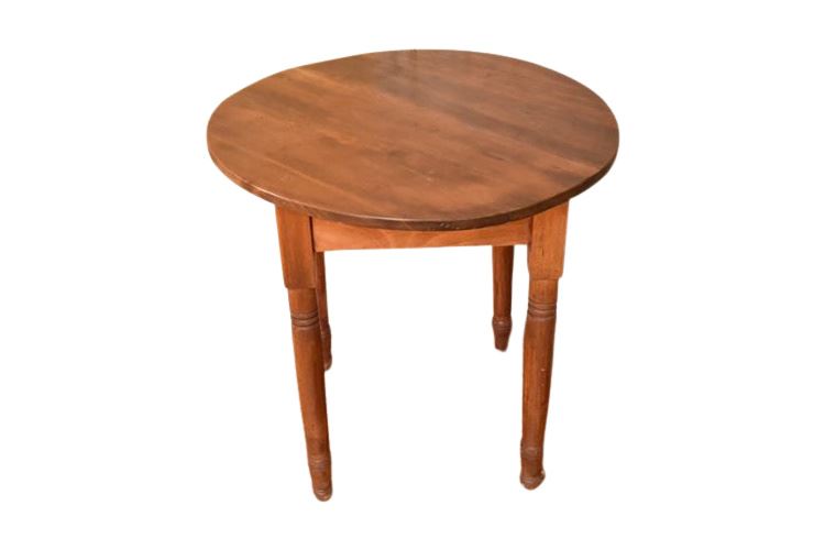 Round Wooden Tavern Table, 200 Year Old Top Married To 100 year Old Base