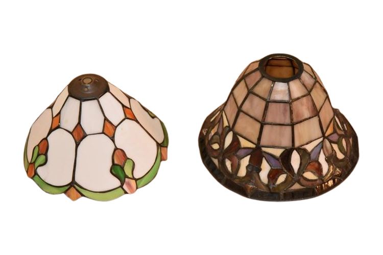 Two (2) Tiffany Style Leaded Glass Shades