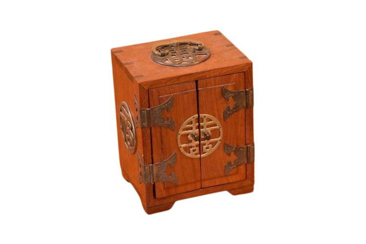 Asian Jewelry Box With Brass Accents