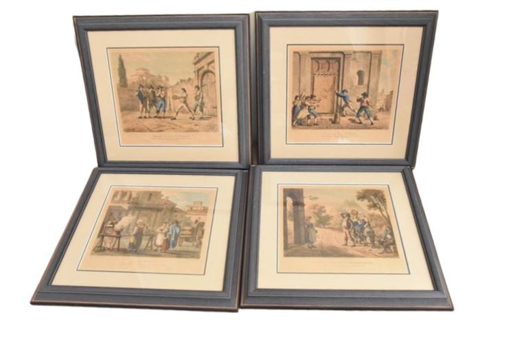 Set Of Four (4) Framed English Prints