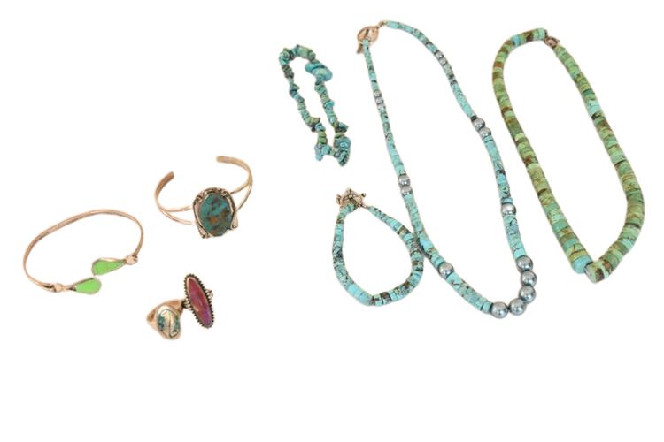 8 Pieces of Sterling Silver and Turquoise Jewelry