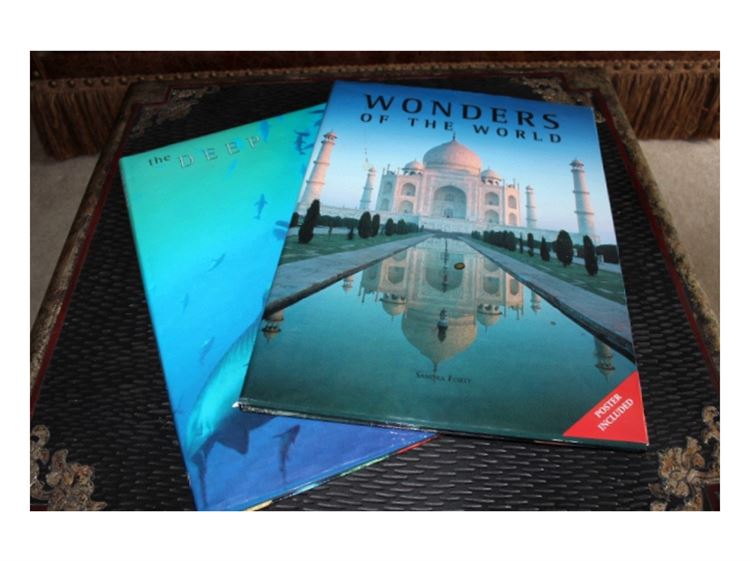 Two (2) Giant Vintage Coffee Table Books - Wonders of the World & the Deep