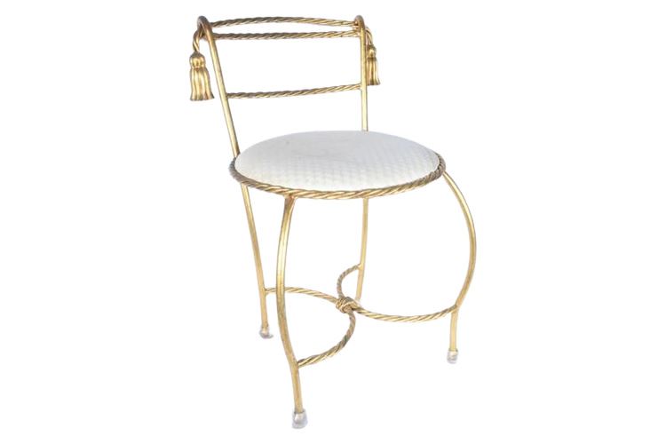 Gilt Vanity Chair With Upholstered Seat
