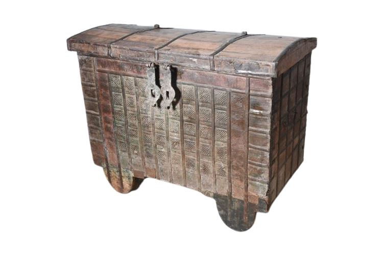 Antique Bound Wrought Iron Dowry Chest