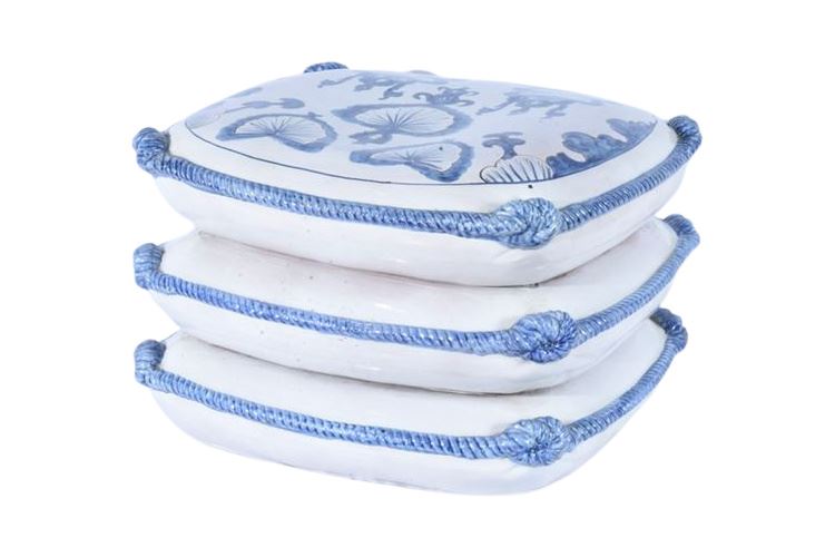 Italian "Pillow Stack" Ceramic Pouf