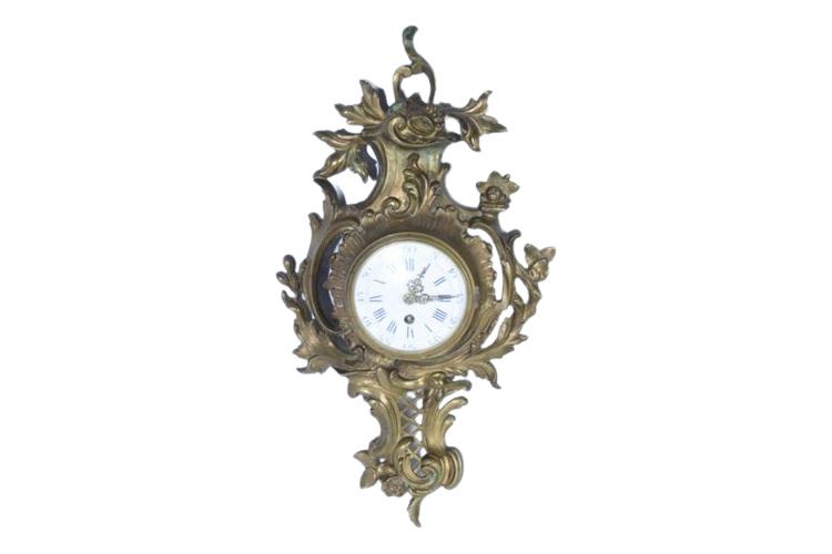 Bronze Antique French Rococo Style Wall Clock