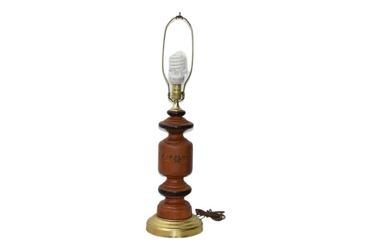 Vintage Painted Turned Wood Table Lamp