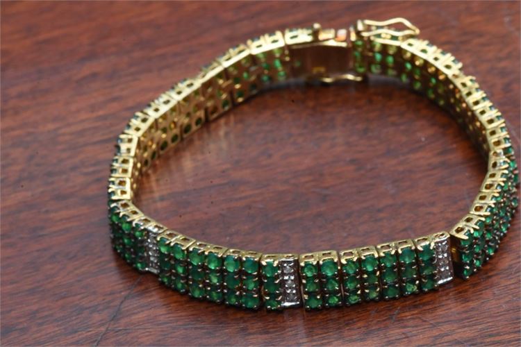 Green Agate and Diamond Bracelet