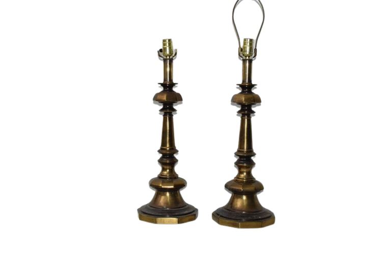Pair Vintage Brass Table Lamps