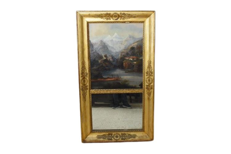 19th Cent. Painted and Gilded Trumeau Mirror