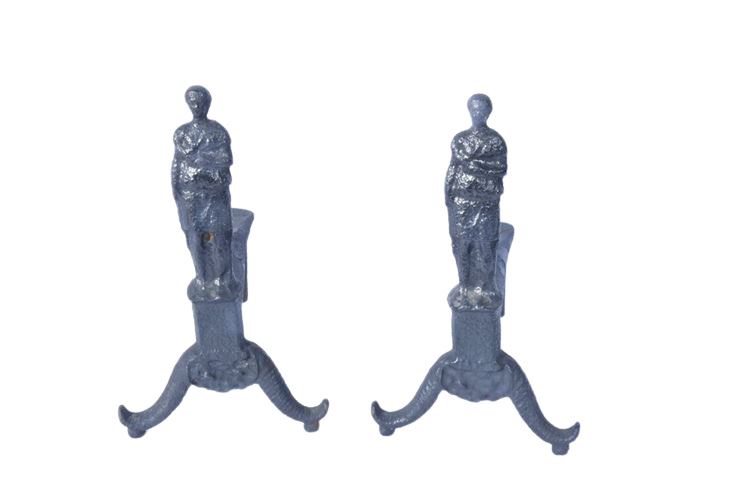 Antique Cast Iron Figural Andirons