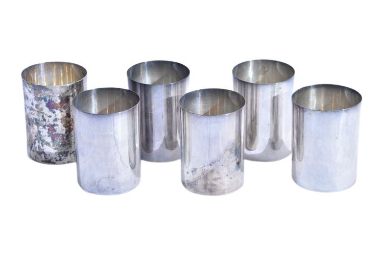 Six (6) Hecho En Mexico Sterling Silver Cups