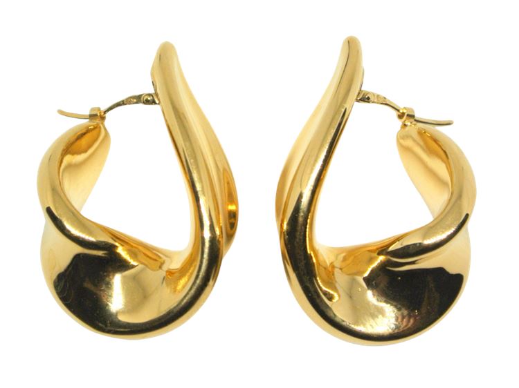 Vintage 18K Yellow Gold Twist Motif Earrings by Charles Garnier