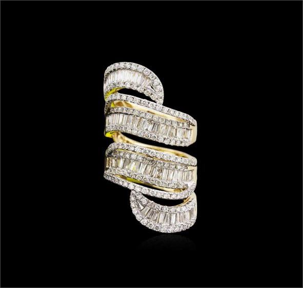 5.11 Carat Diamond Multi-Row 14K Yellow Gold Ring