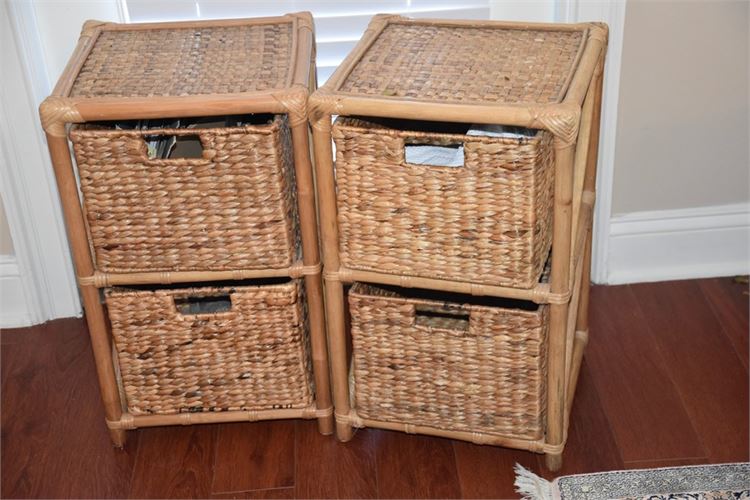 Pair Rattan Chest of Drawers