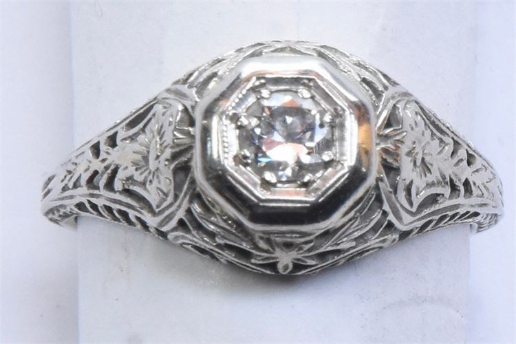 .50 Carat Diamond Ring  in 14K White Gold filigree setting