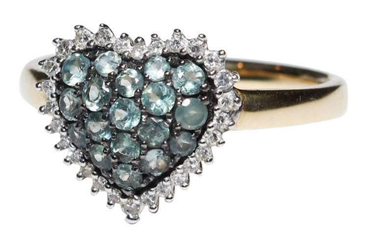 Diamond and Aquamarine Ring in 14K setting appraised $2,245
