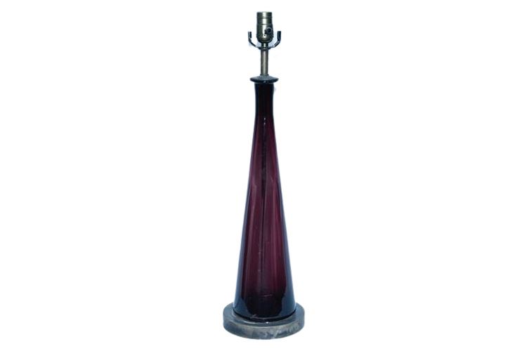 Mid Century Modern Purple Glass Table Lamp