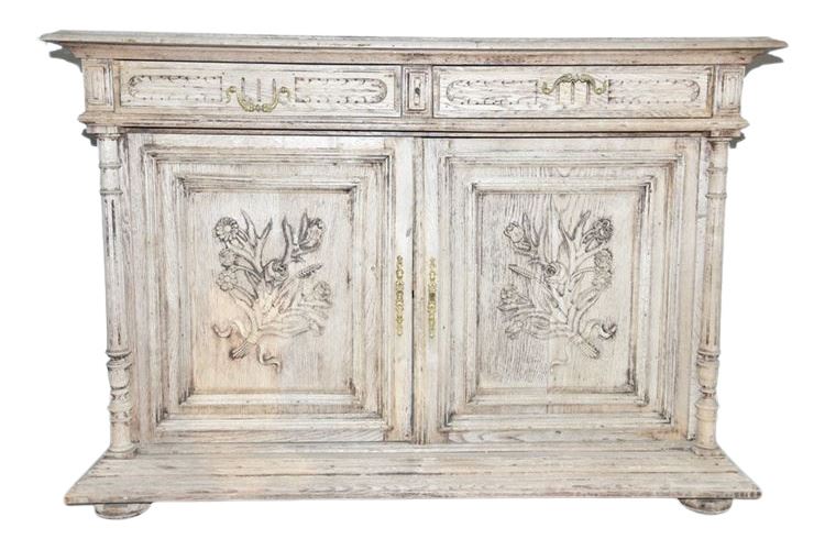 Antique Bleached and Carved Sideboard