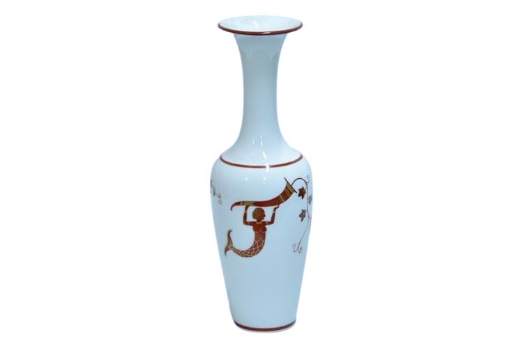 KPM White and Red Porcelain Trumpet Vase