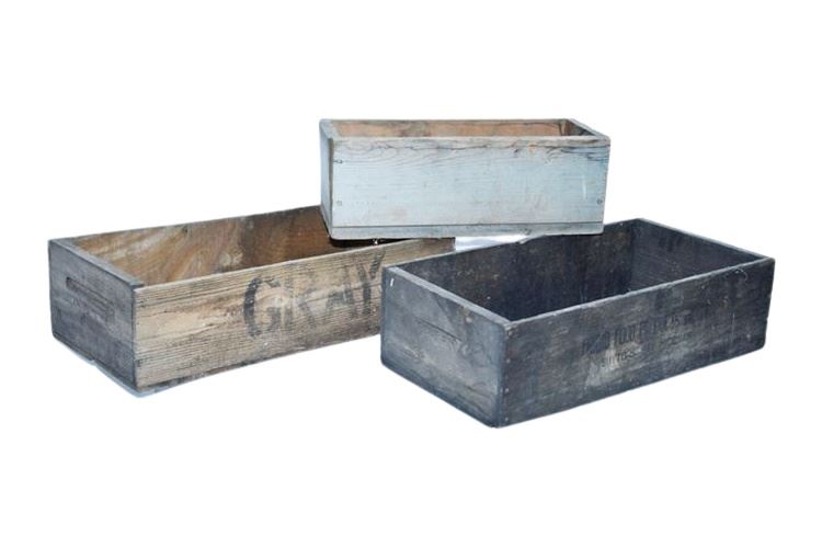 Three (3) Vintage Wooden Crates