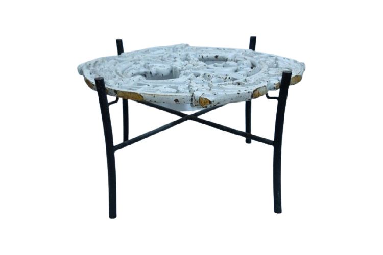 Painted Scrolled Cast Iron Architectural Element Mounted as Table