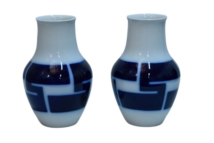 Pair Blue and White KPM Vases