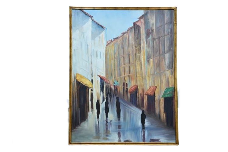 Oil on Canvas Framed Street Scene