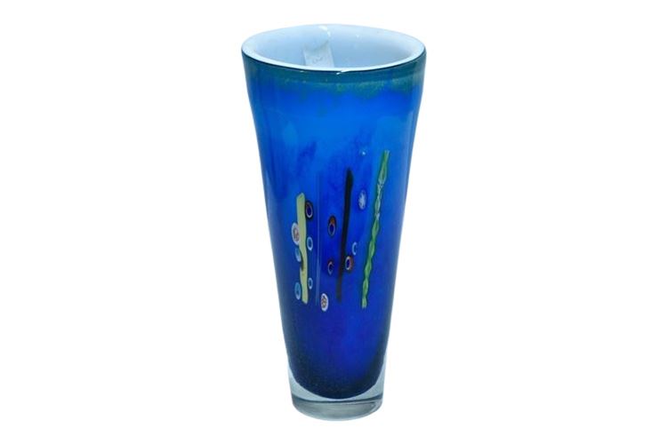 Contemporary Murano Style Vase in Cerulean Ocean Blue