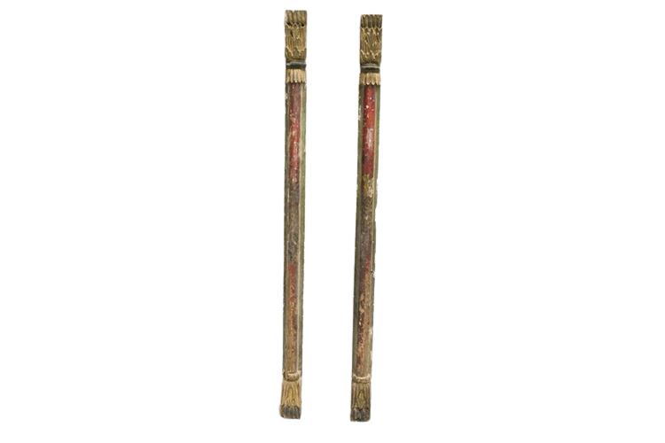 Pair Antique Painted and Gilt Architectural Pillars