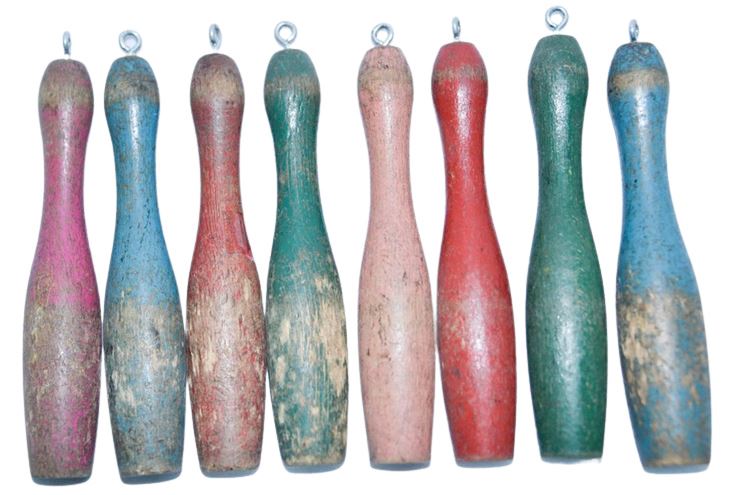 Vintage Eight (8) Wooden Mini Bowling Skittles