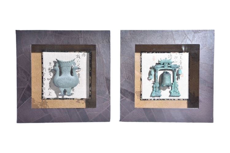 Pair Framed Asian Objects
