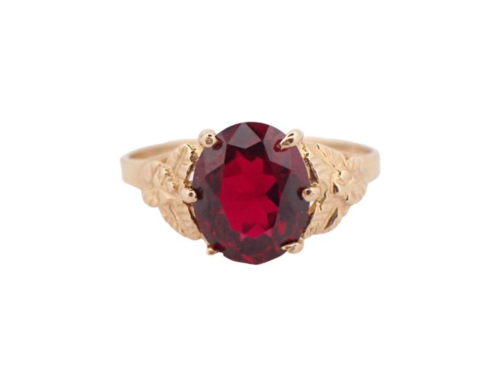 14K Yellow Gold Lab Grown Ruby Ring