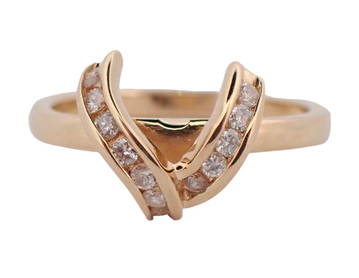 14K YG Chevron Wrap Diamond Ring