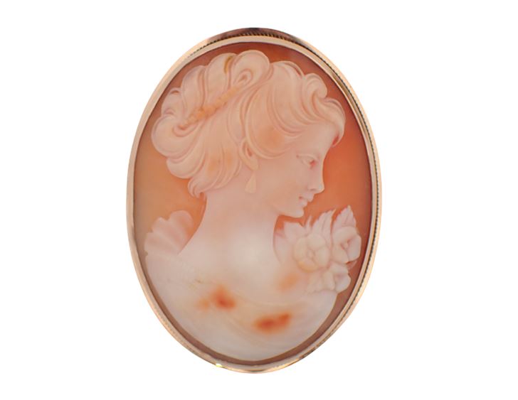 14K YG Shell Cameo Pin and Pendant