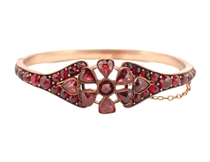 Antique Bohemian Garnet Bangle Bracelet