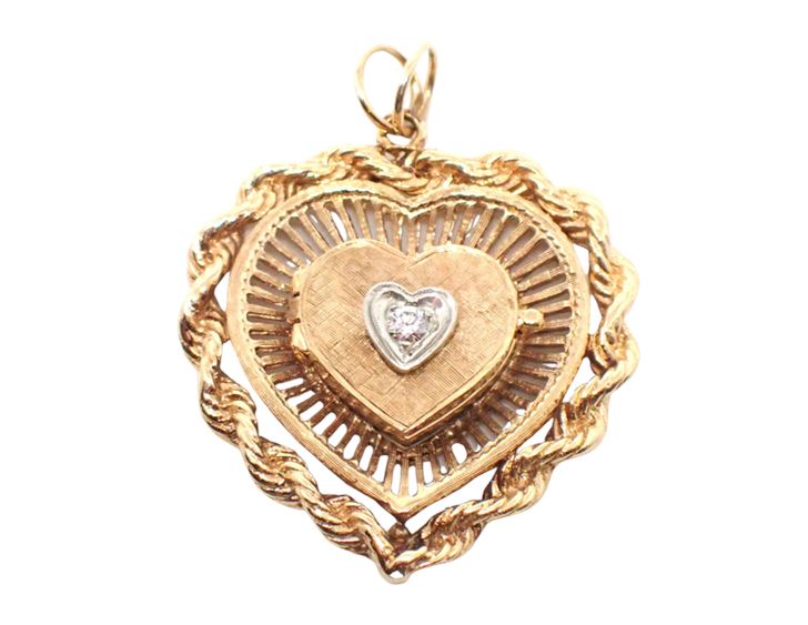 14K Yellow Gold Diamond Locket