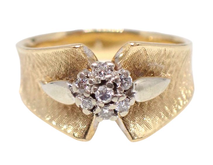 14K Yellow Gold Diamond Cluster Ring